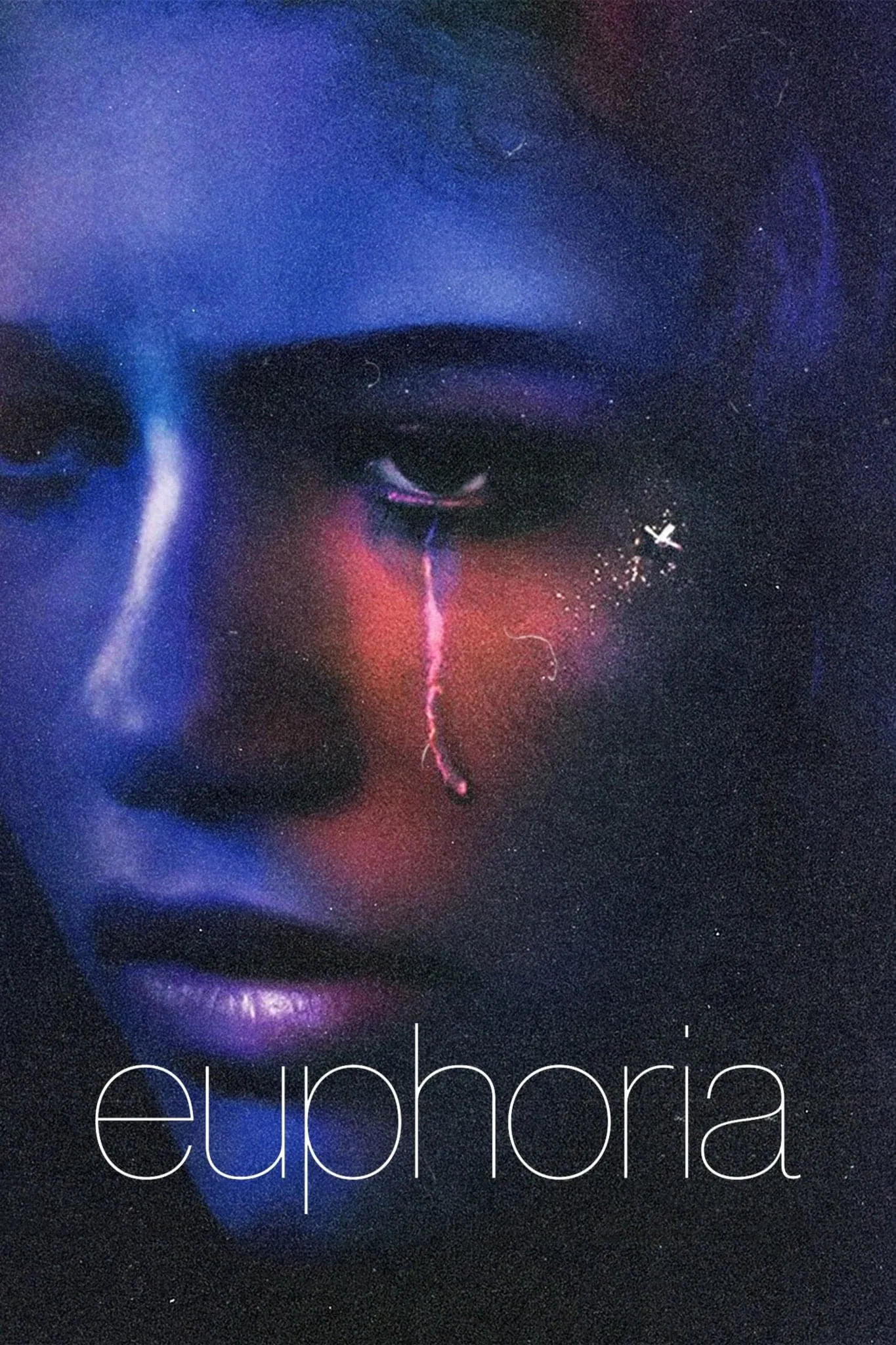 Euphoria series poster: Zendaya in blue and magenta light.